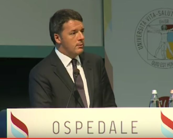 Matteo Renzi in visita al San Raffaele