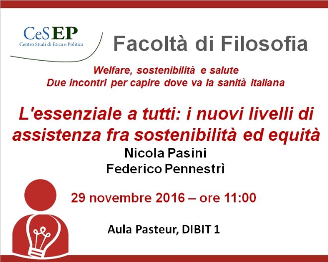 Welfare, sostenibilità e salute. Due incontri per capire dove va la sanità italiana – Primo incontro: 29 novembre
