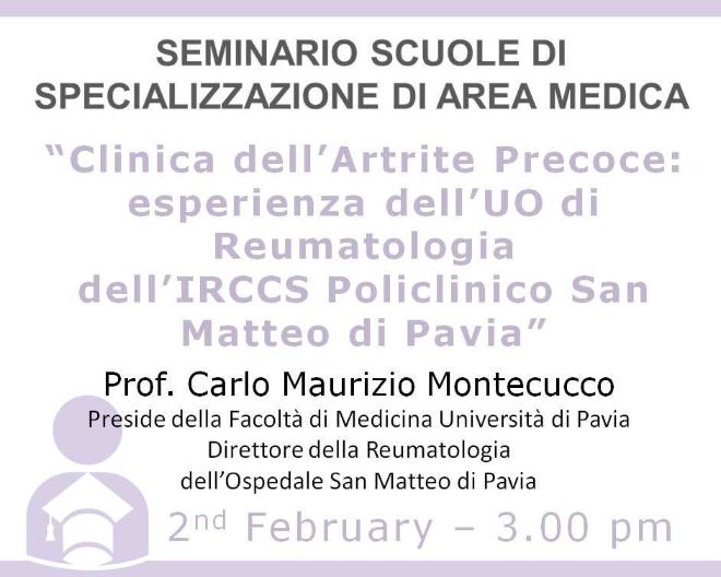 Clinica dell’artrite precoce: esperienza dell’UO di Reumatologia dell’IRCCS Policlinico San Matteo di Pavia