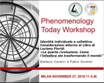 Workshop Phenomenology Today: riprendono il 27 novembre gli appuntamenti